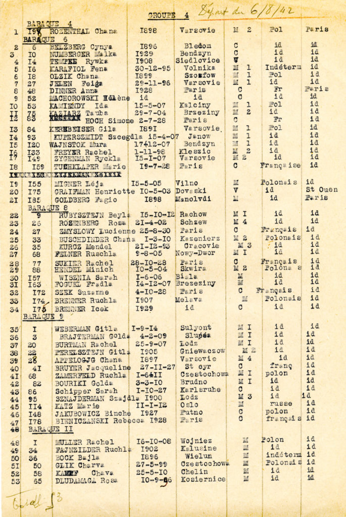 Liste de déportation convoi 16. 